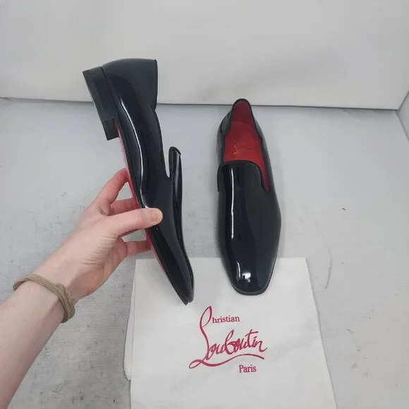 Christian Louboutin MENS Dandelion Black Patent Loafer Shoe
